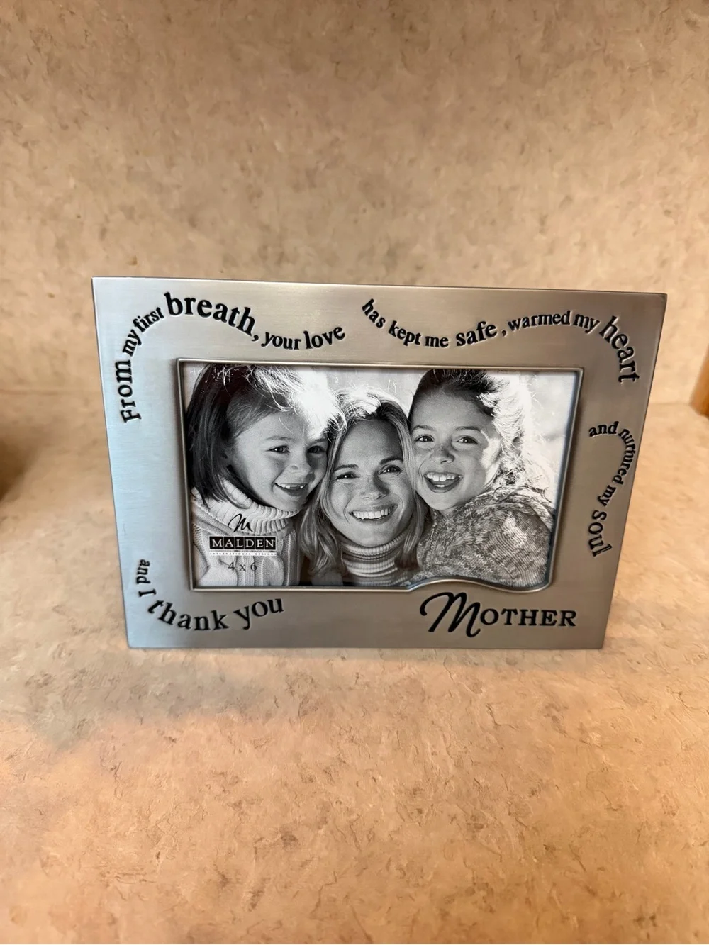 Malden Mother 4x6 Silver Metal Picture Frame Sentimental Quote